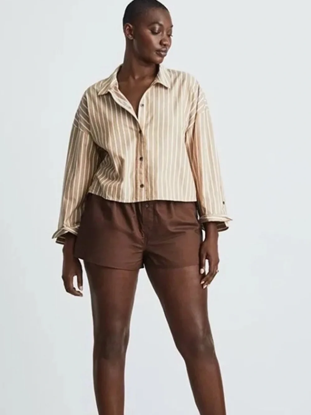 Everlane The Woven PJ Top Cropped Medium NWOT